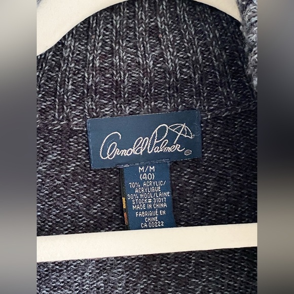 Vintage Arnold Palmer Men’s Wool Blend Full Zip Knit Cardigan, Navy Blue, Size M - Picture 3 of 5